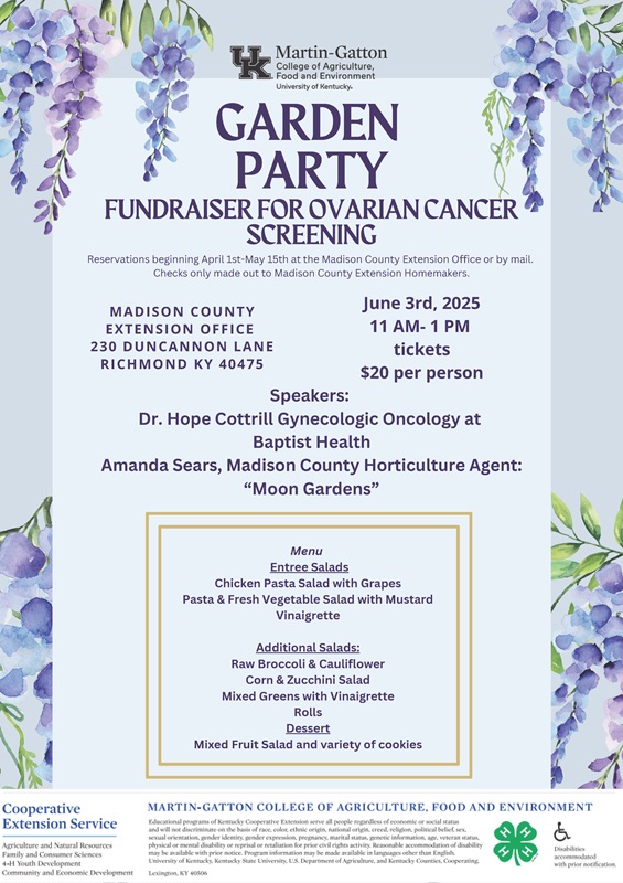 Garden Party for Ovarian Cancer flyer